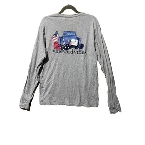 Vineyard Vines T-Shirt‎ Small Gray Patriotic Flag Pickup Truck Tailgating EUC